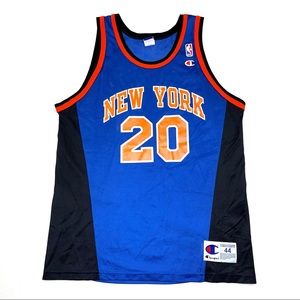 Vintage 90s Champion New York Knicks Allan Houston #20 Basketball Jersey L 48